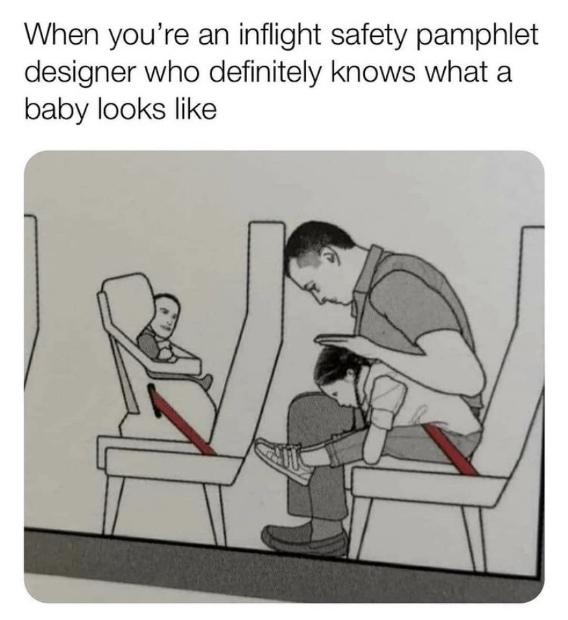 crappy designs - When you're an inflight safety pamphlet designer who definitely knows what a baby looks
