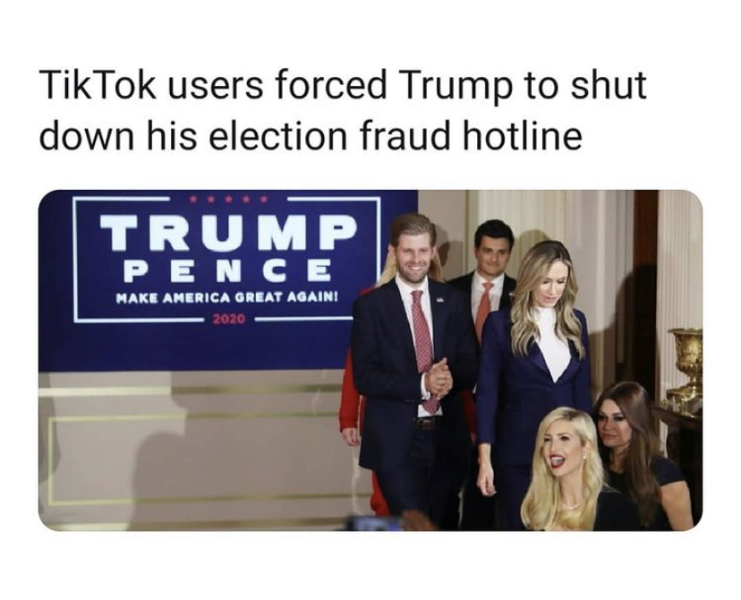 presentation - TikTok users forced Trump to shut down his election fraud hotline Trump Pence Make America Great Againi 2020