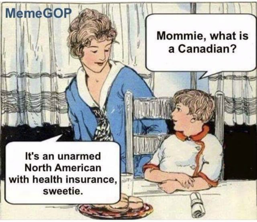 mommie what is a canadian - Meme Gop Mommie, what is a Canadian? It's an unarmed North American with health insurance, sweetie.