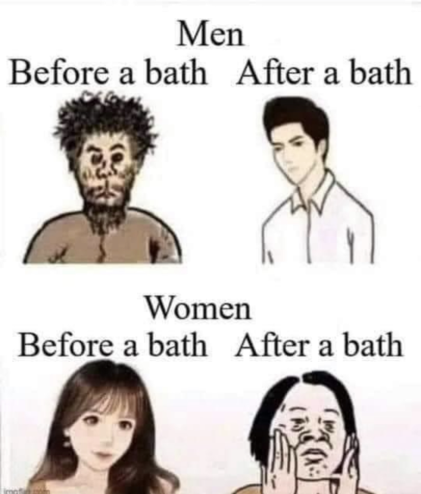 men after shower women after shower - Men Before a bath After a bath M Women Before a bath After a bath