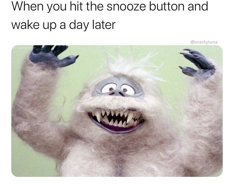 funny memes - rudolph the red nosed reindeer 1964 - When you hit the snooze button and wake up a day later