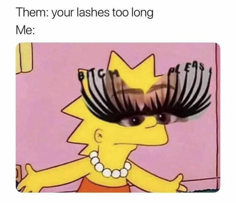 lisa simpson eyelashes meme - Them your lashes too long Me