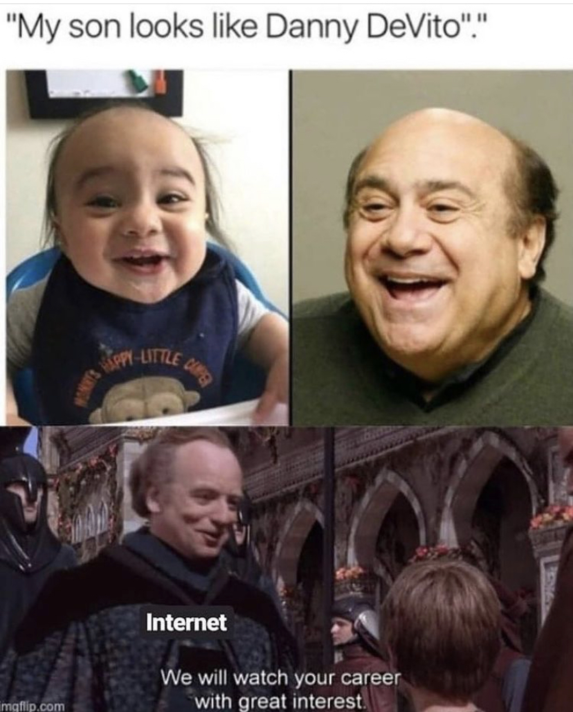 danny de vito - "My son looks Danny DeVito"." SerLittle Internet We will watch your career with great interest mgflip.com