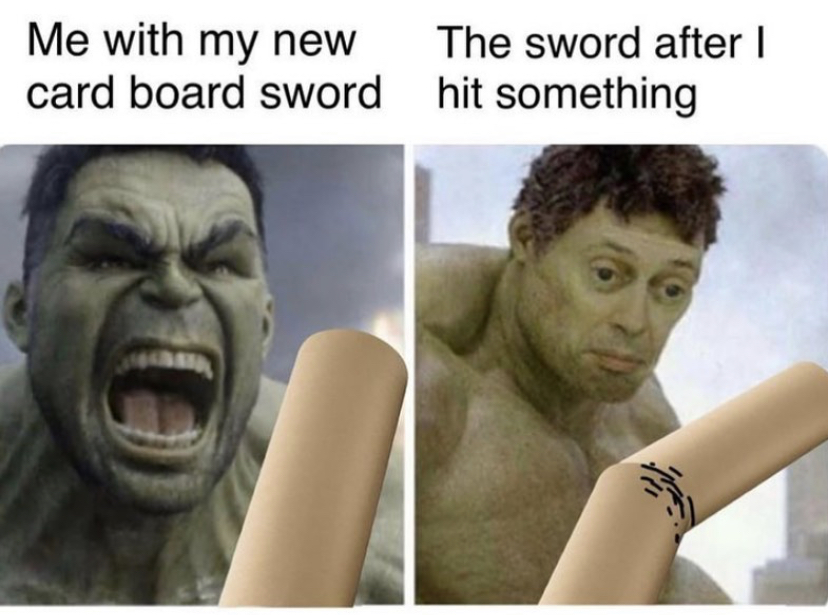 meme tops - Me with my new The sword after card board sword hit something