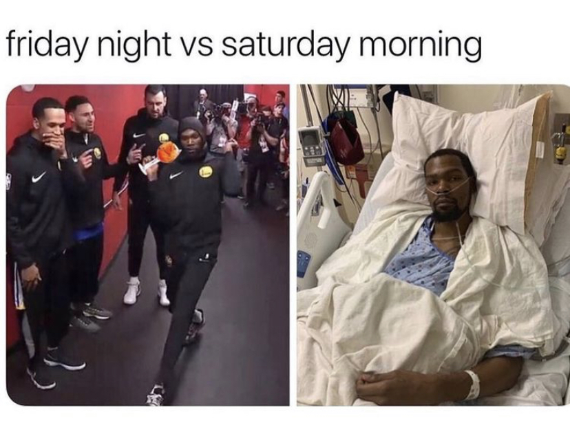 kevin durant in hospital - friday night vs saturday morning