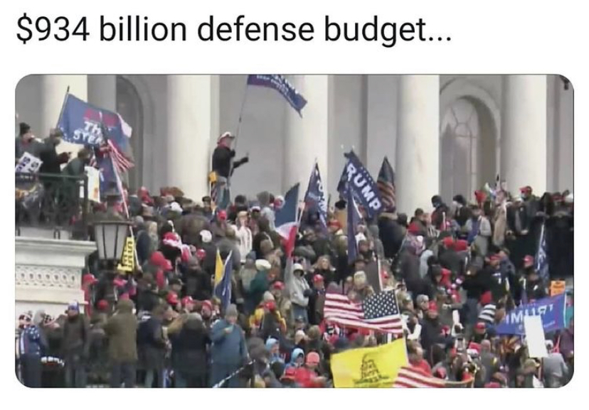crowd - $934 billion defense budget... Rump Mult
