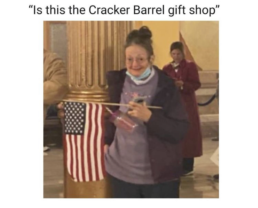 shoulder - "Is this the Cracker Barrel gift shop"