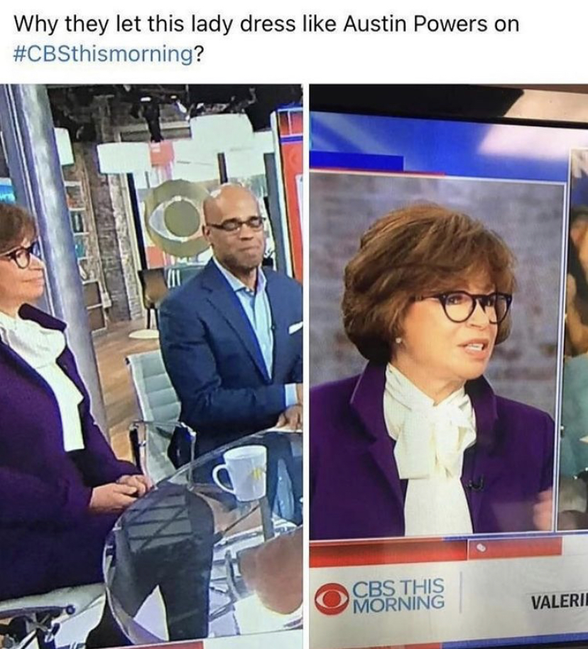 glasses - Why they let this lady dress Austin Powers on ? Cbs This Morning Valerii
