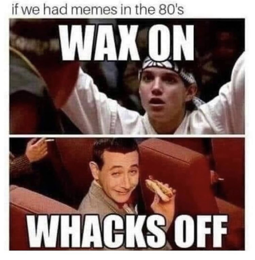 80s meme - if we had memes in the 80's Wax On Whacks Off