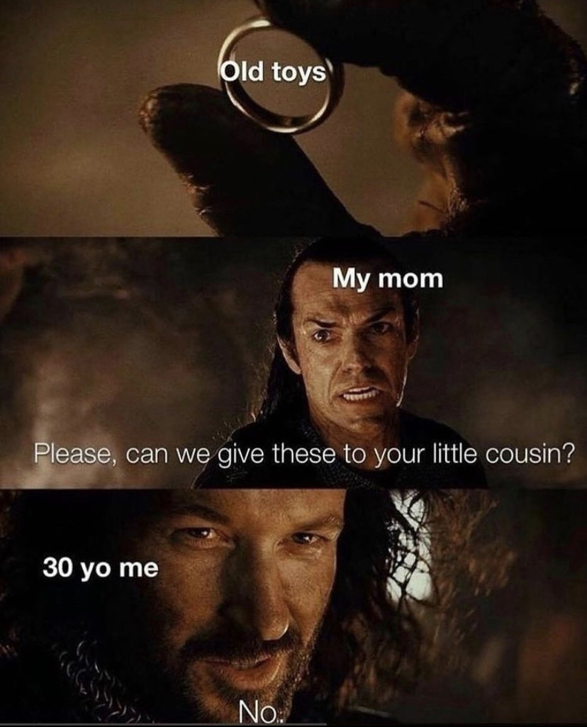 memes lord of the rings - Old toys My mom Please, can we give these to your little cousin? 30 yo me No.