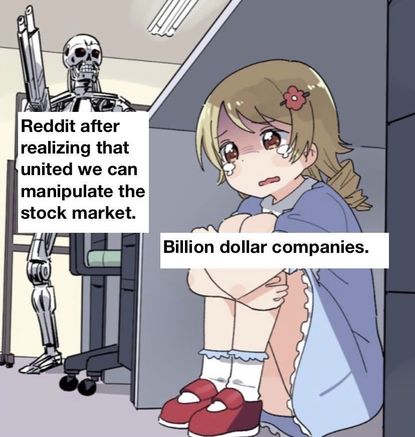 u cant defeat me meme - Reddit after realizing that united we can manipulate the stock market. Billion dollar companies.