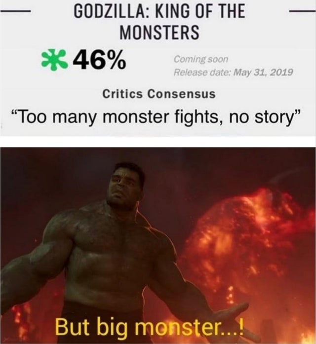 funny meme - muscle - Godzilla King Of The Monsters 46% Coming soon Release date Critics Consensus