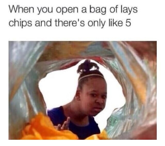 Or Nah girl in dank meme about those full-of-air bags of Frito Lay's potato chips