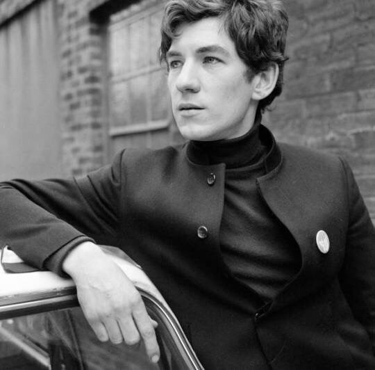Sir Ian McKellen when he was a young man in black and white