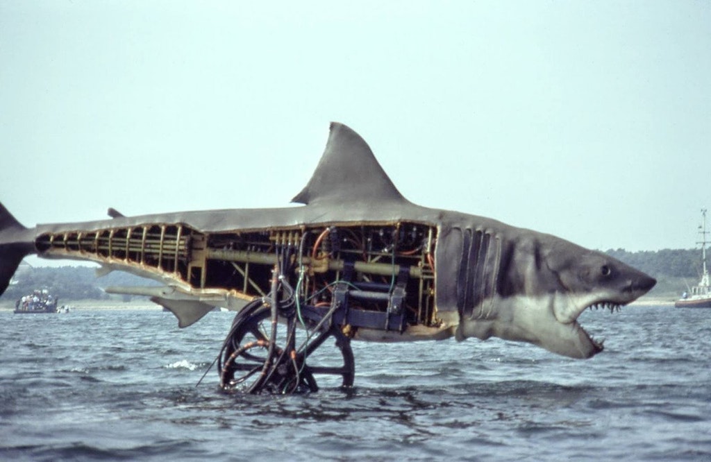Jaws animatronic robot in the water