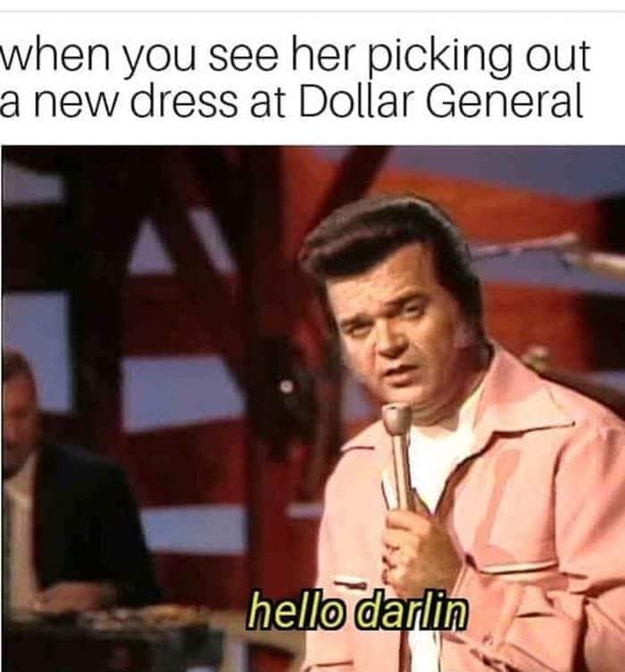 hello darling meme - when you see her picking out a new dress at Dollar General hello darlin