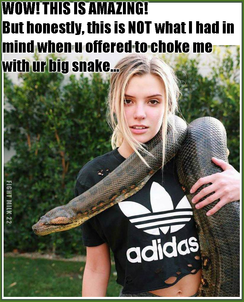girl being choked by his snake meme