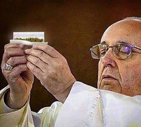 pope rolling a joint