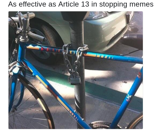 Article 13 lock on a bike meme