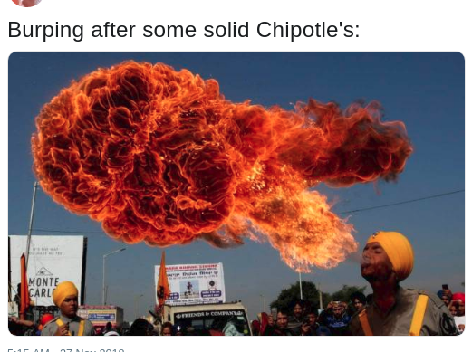 dank meme about burping after eating Chipotle's