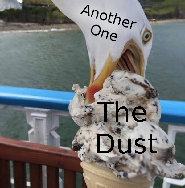 dank meme of another one bites the dust with bird stealing ice cream from someone's cone