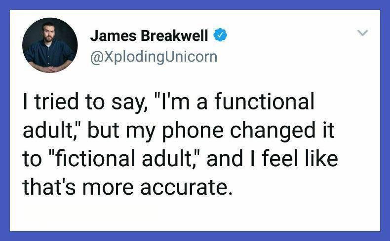 Autocorrect fictional adult tweet