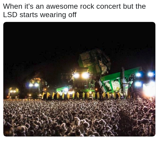 pic of a cotton field getting harvested at night that looks like a crowd shot from a concert