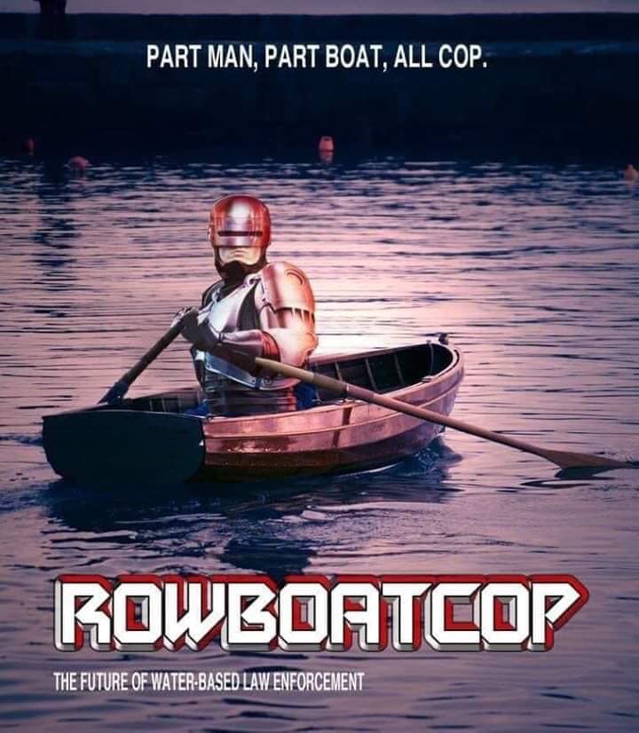fake movie poster about Robocop as a boat