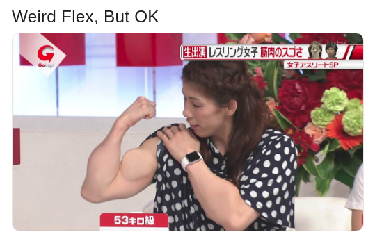 pic of girl flexing to show off weird bicep muscle