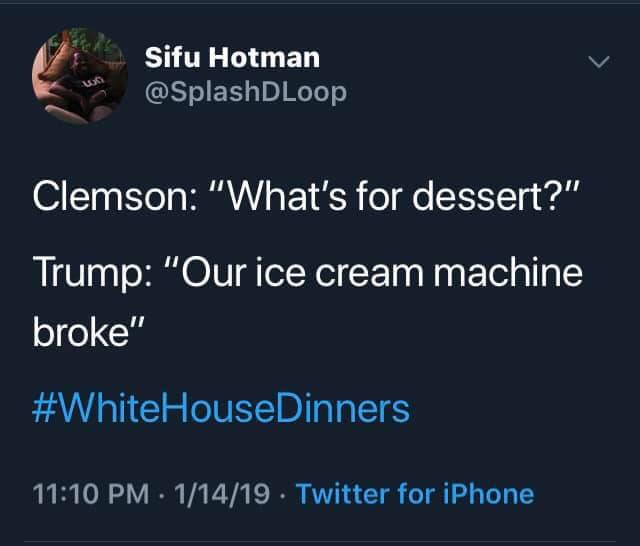 tweet about Trump's White House dinner serving McDonald's