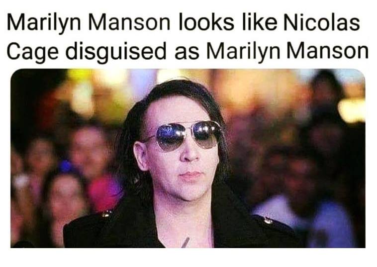 meme about Marilyn Manson looking like Nicolas Cage