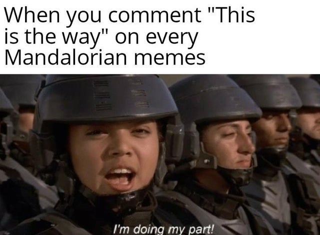 i m doing my part - When you comment "This is the way" on every Mandalorian memes I'm doing my part!