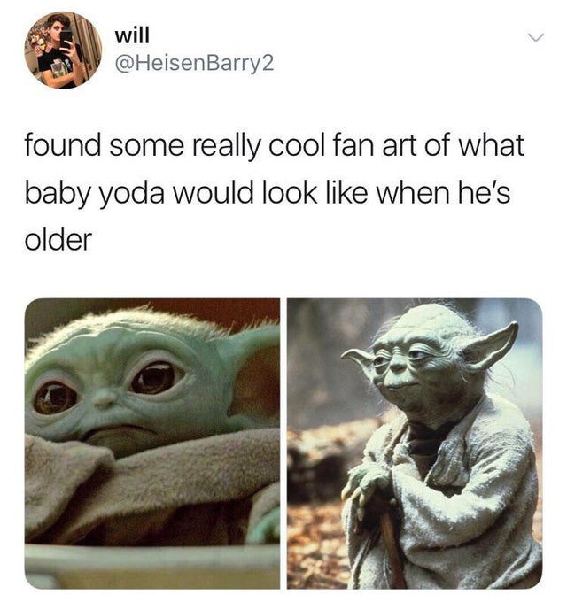 baby yoda - will found some really cool fan art of what baby yoda would look when he's older