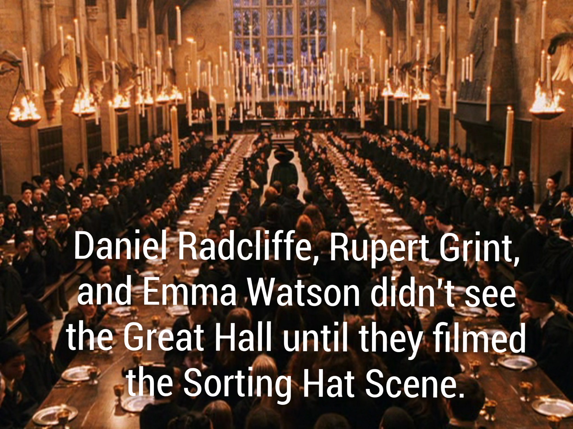 harry potter great hall - Daniel Radcliffe, Rupert Grint, and Emma Watson didn't see the Great Hall until they filmed the Sorting Hat Scene.