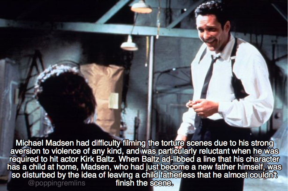 Meme about Reservoir Dogs and Michael Madsen's aversion to violence
