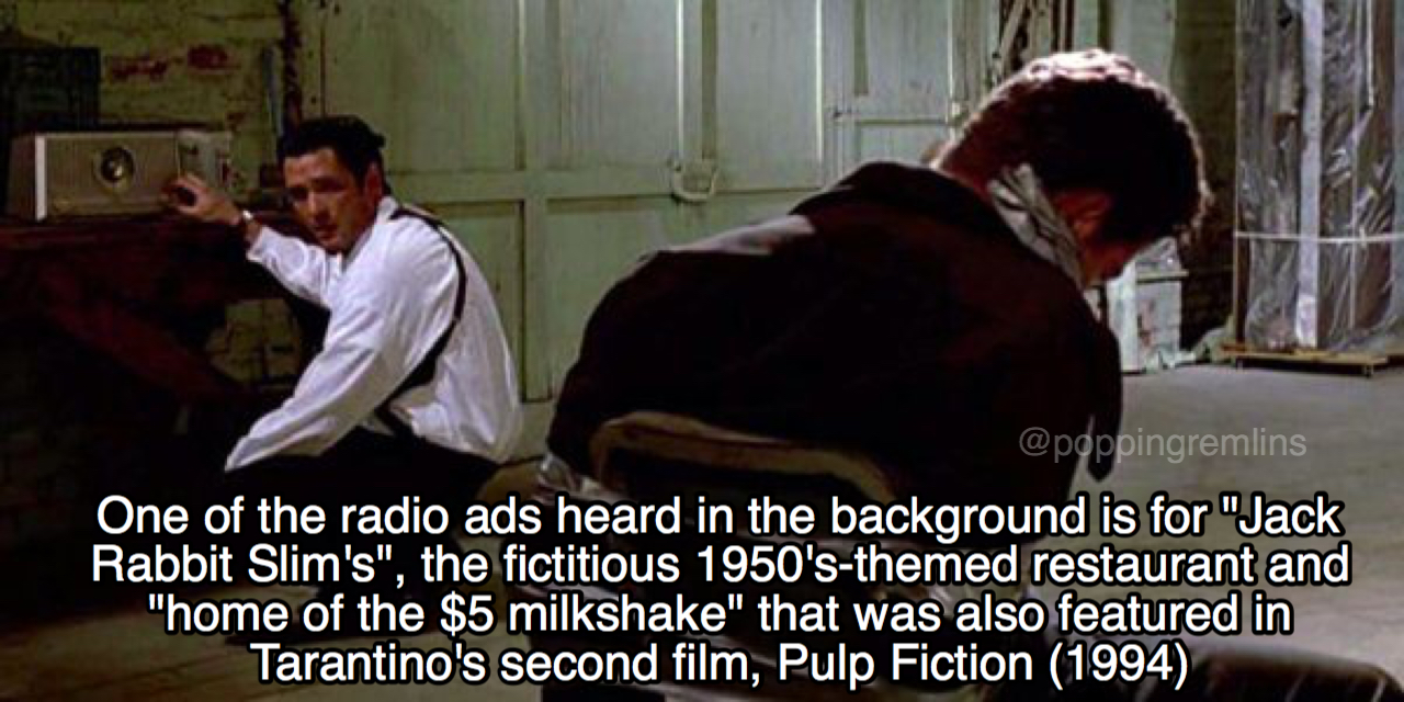 Pulp Fiction and Reservoir Dogs universe crossover meme Jack Rabbit Slim's Five Dollar Milkshake