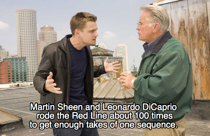 movie facts - departed martin sheen - Martin Sheen and Leonardo DiCaprio rode the Red Line about 100 times to get enough takes of one sequence.