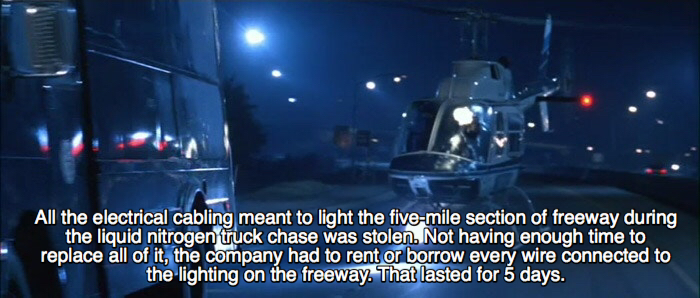 Terminator 2 fact about the truck chase scene