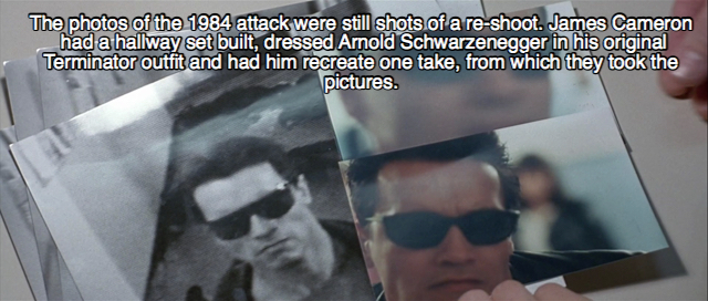 Terminator 2 fact about the reshooting a scene from the first movie