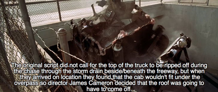 Terminator 2 fact about the cab chase scene