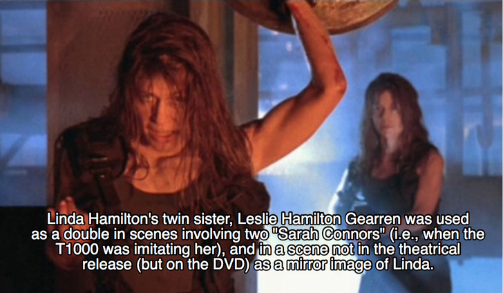 Terminator 2 fact about Linda Hamilton's twin sister