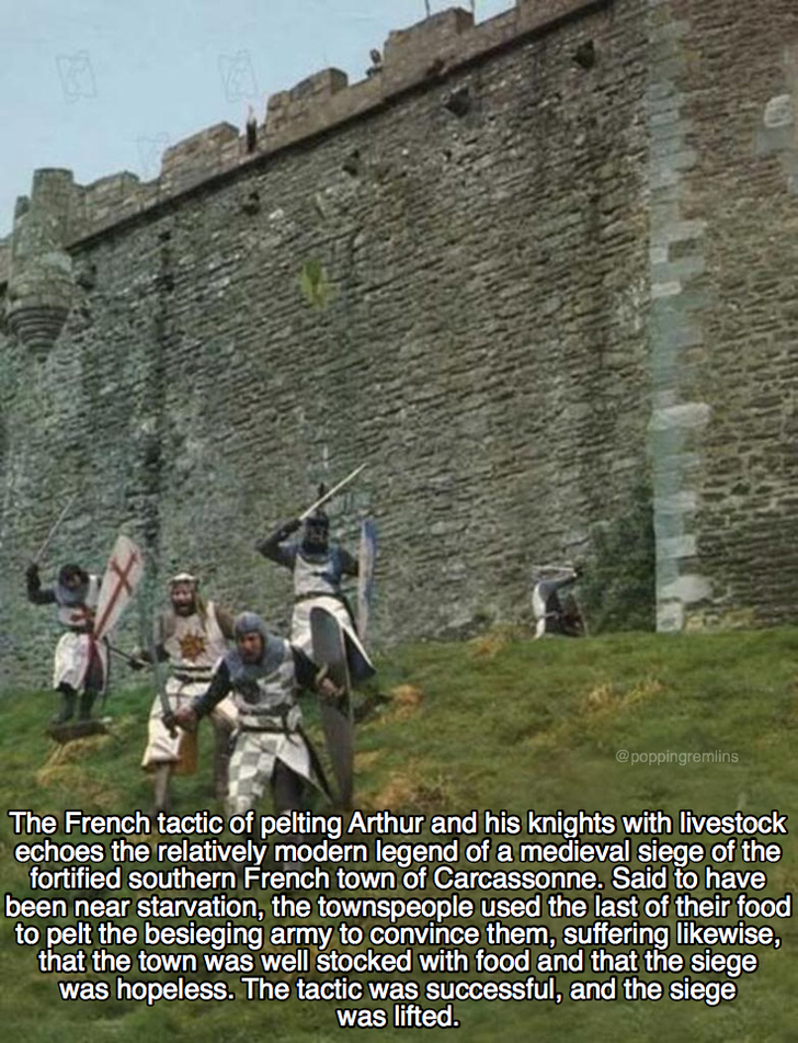 area 51 memes funny - The French tactic of pelting Arthur and his knights with livestock echoes the relatively modern legend of a medieval siege of the fortified southern French town of Carcassonne. Said to have been near starvation, the townspeople used 