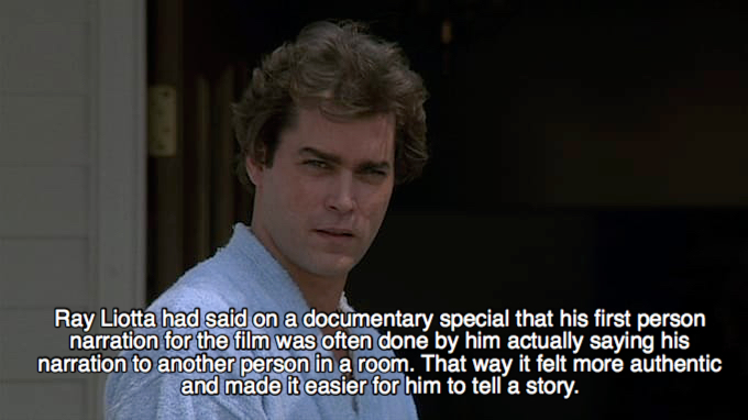 goodfellas facts - goodfellas witness protection gif - Ray Liotta had said on a documentary special that his first person narration for the film was often done by him actually saying his narration to another person in a room. That way it felt more authent