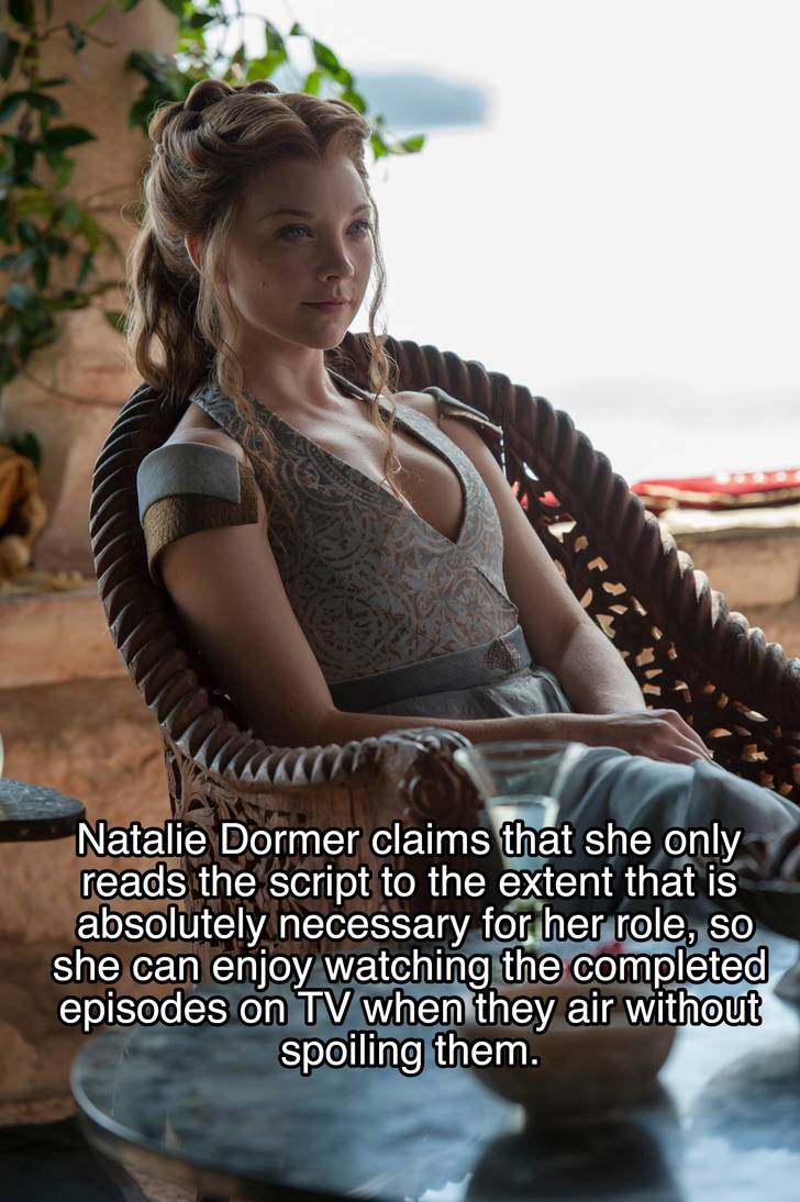 margaery tyrell quotes - Natalie Dormer claims that she only reads the script to the extent that is absolutely necessary for her role, so she can enjoy watching the completed episodes on Tv when they air without spoiling them.