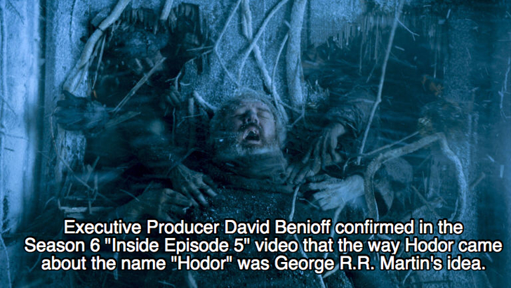 game of thrones hodor hold the door - Executive Producer David Benioff confirmed in the Season 6 "Inside Episode 5" video that the way Hodor came about the name "Hodor" was George R.R. Martin's idea.