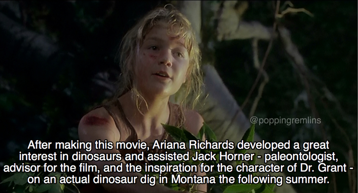 photo caption - After making this movie, Ariana Richards developed a great interest in dinosaurs and assisted Jack Horner paleontologist, advisor for the film, and the inspiration for the character of Dr. Grant on an actual dinosaur dig in Montana the ing