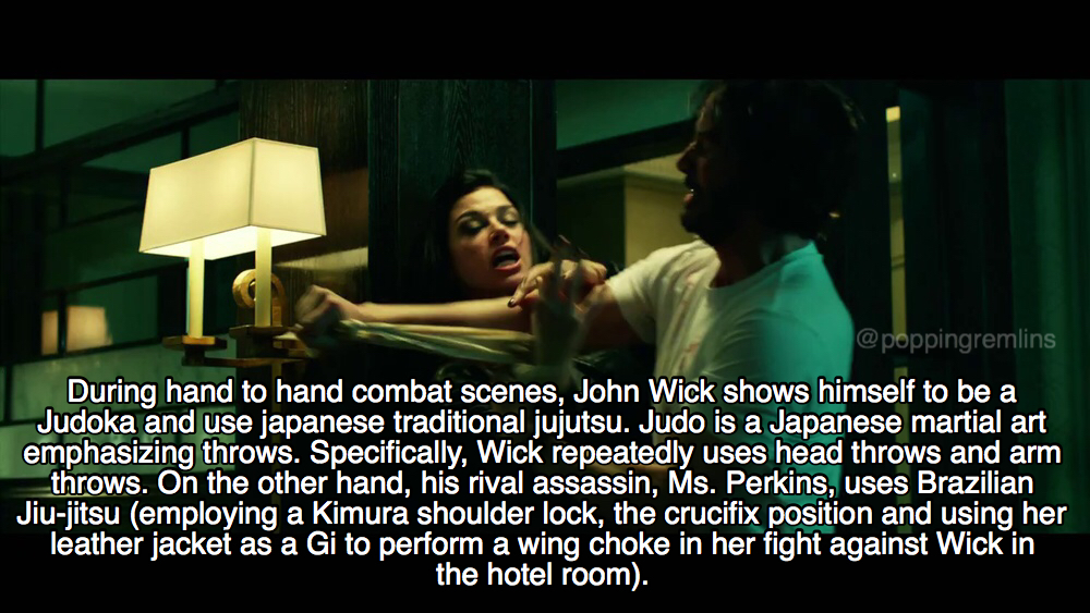 john wick facts - During hand to hand combat scenes, John Wick shows himself to be a Judoka and use japanese traditional jujutsu. Judo is a Japanese martial art emphasizing throws. Specifically, Wick repeatedly uses head throws and arm throws. On the othe