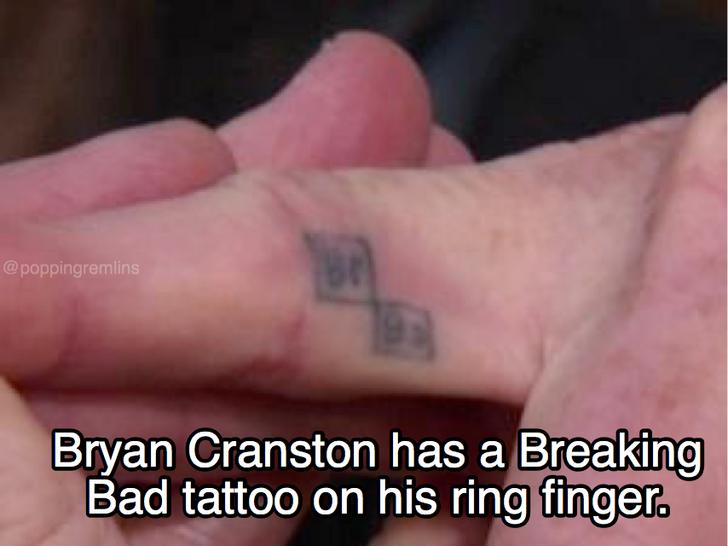 thumb - Bryan Cranston has a Breaking Bad tattoo on his ring finger.