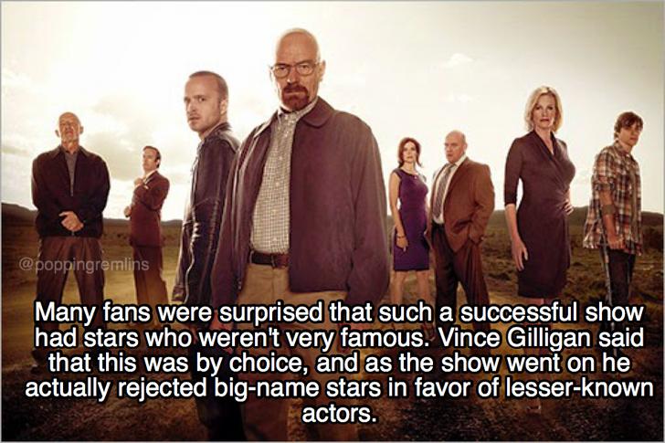 breaking bad all characters - Many fans were surprised that such a successful show had stars who weren't very famous. Vince Gilligan said that this was by choice, and as the show went on he actually rejected bigname stars in favor of lesserknown actors.