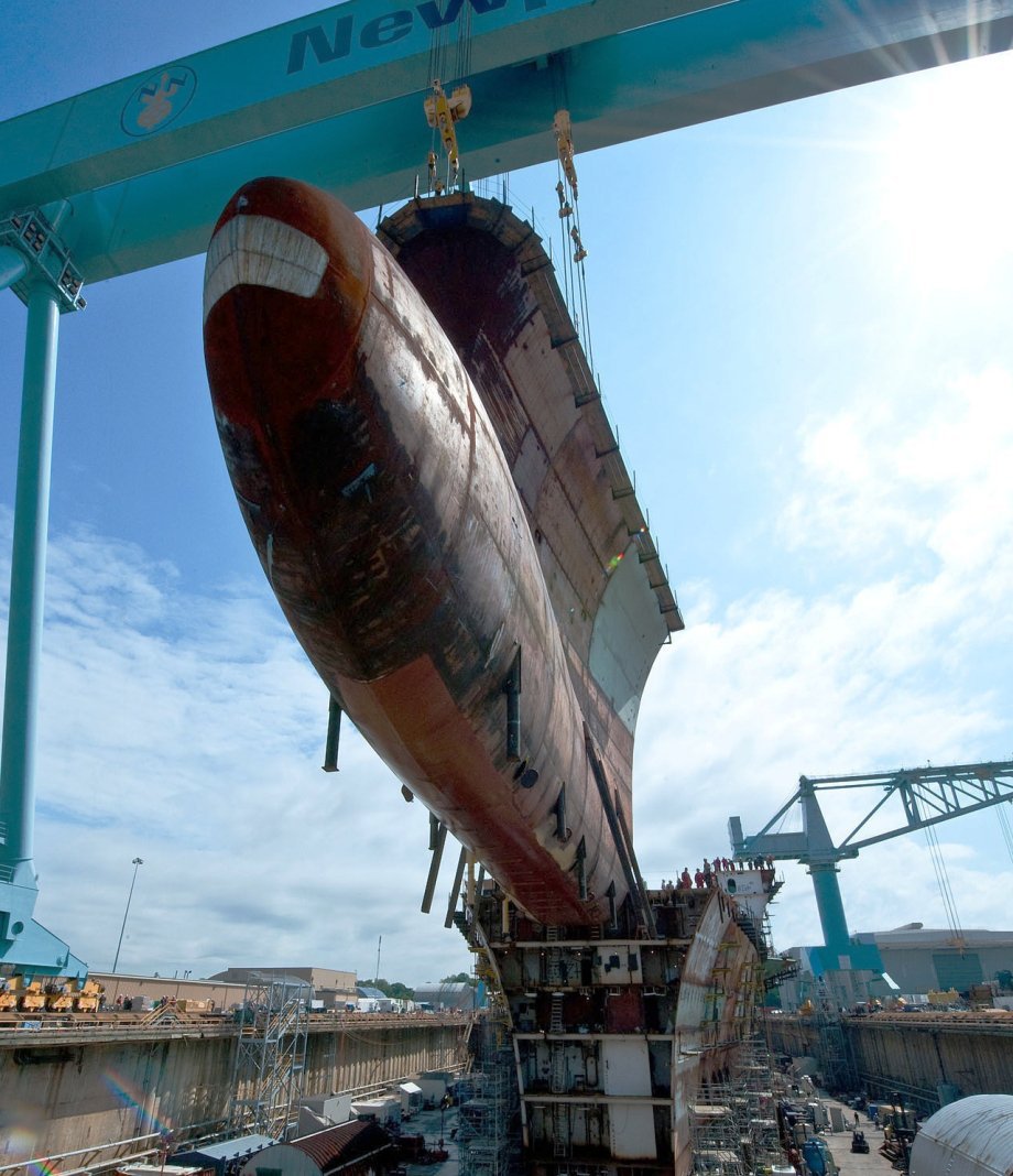 Construction began on August 11th of 2005 in Virginia at the Newport News shipbuilding grounds.